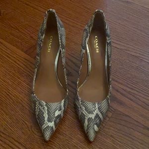 Coach Snake Skin Point Toe Heels